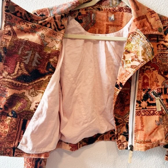 Anthropologie Tapestry Cropped Velvet Moto Jacket Small/Medium - Picture 9 of 15